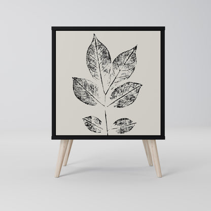 LEAFY STAMPS 1-Door Sideboard in Black Finish