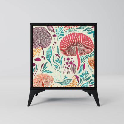 Credenza FUNGUS FANTASY a 1 anta con finitura nera