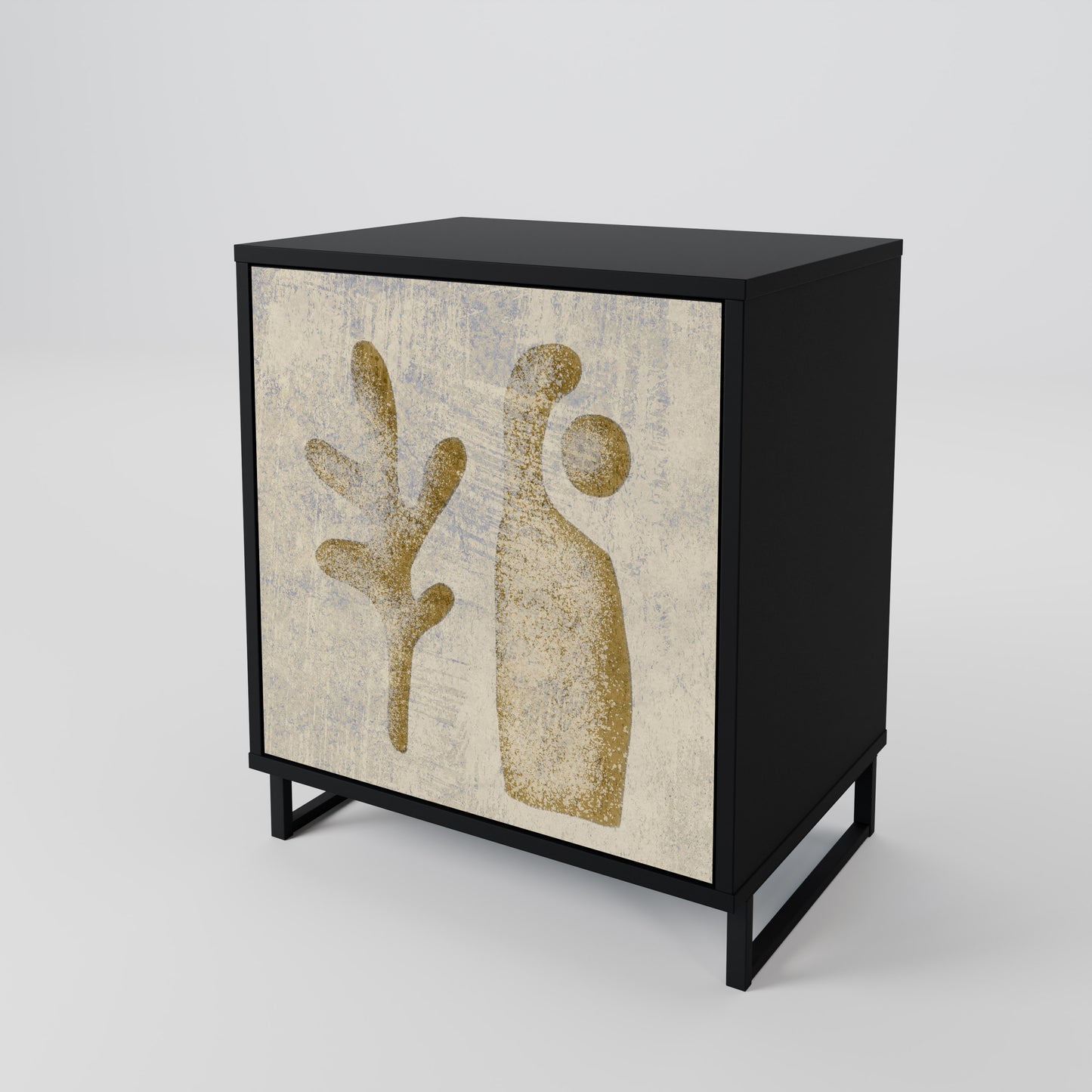Credenza SAND SCULPTURES a 1 anta con finitura nera