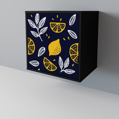 CITRUS BLACK AND WHITE 1-Door Sideboard in Black Finish