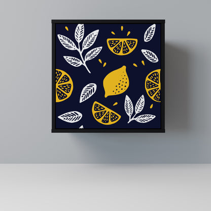 CITRUS BLACK AND WHITE 1-Door Sideboard in Black Finish