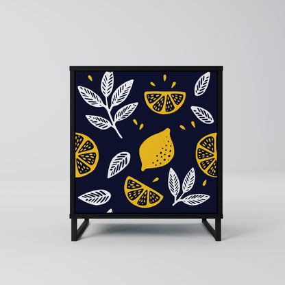 CITRUS BLACK AND WHITE 1-Door Sideboard in Black Finish