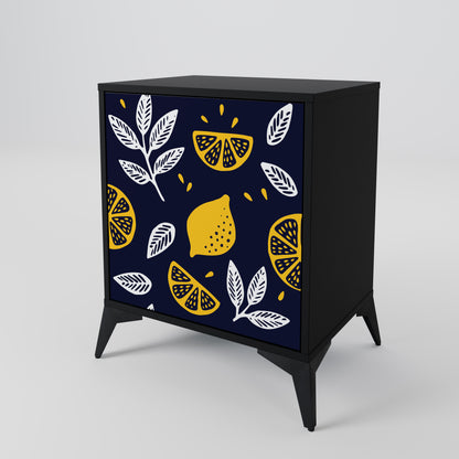 CITRUS BLACK AND WHITE 1-Door Sideboard in Black Finish