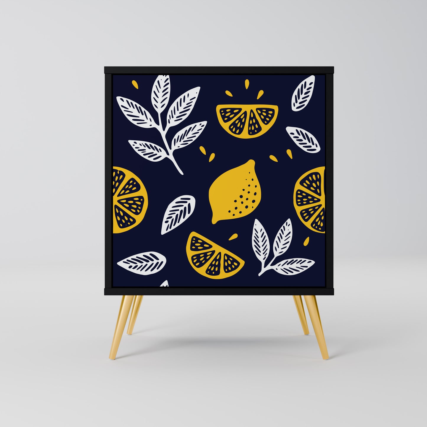 CITRUS BLACK AND WHITE 1-Door Sideboard in Black Finish