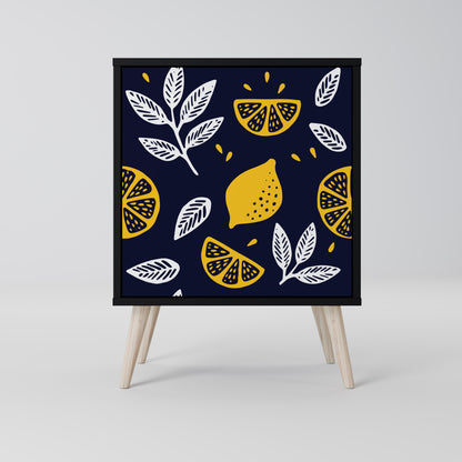 CITRUS BLACK AND WHITE 1-Door Sideboard in Black Finish