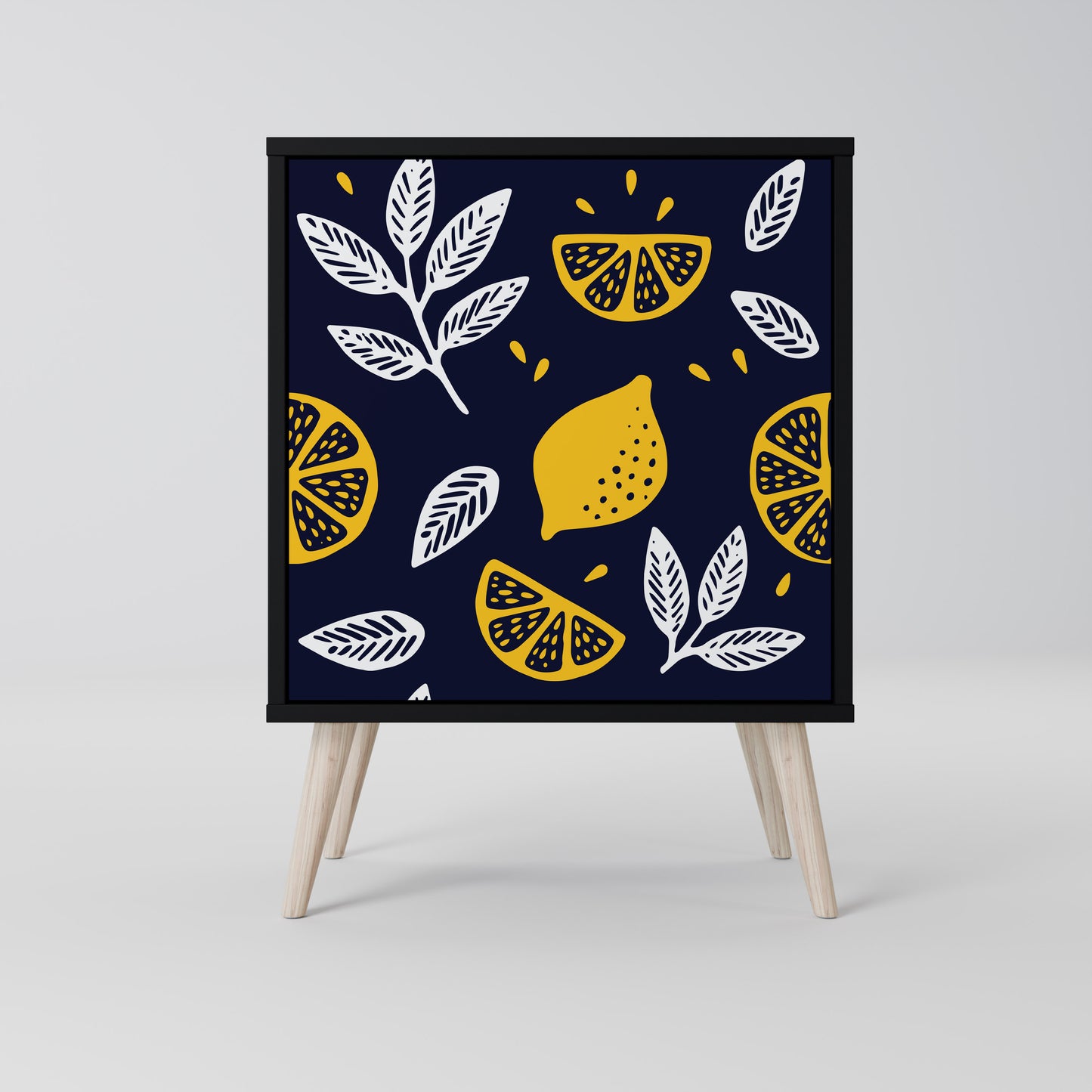 CITRUS BLACK AND WHITE 1-Door Sideboard in Black Finish