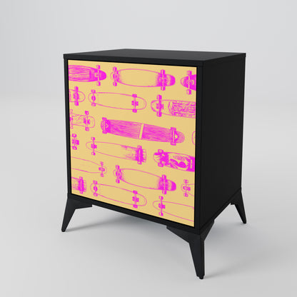 Credenza SKATEBOARD ARTISTRY a 1 anta con finitura nera