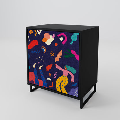 FESTIVE PLEASURES 1-Door Sideboard in Black Finish