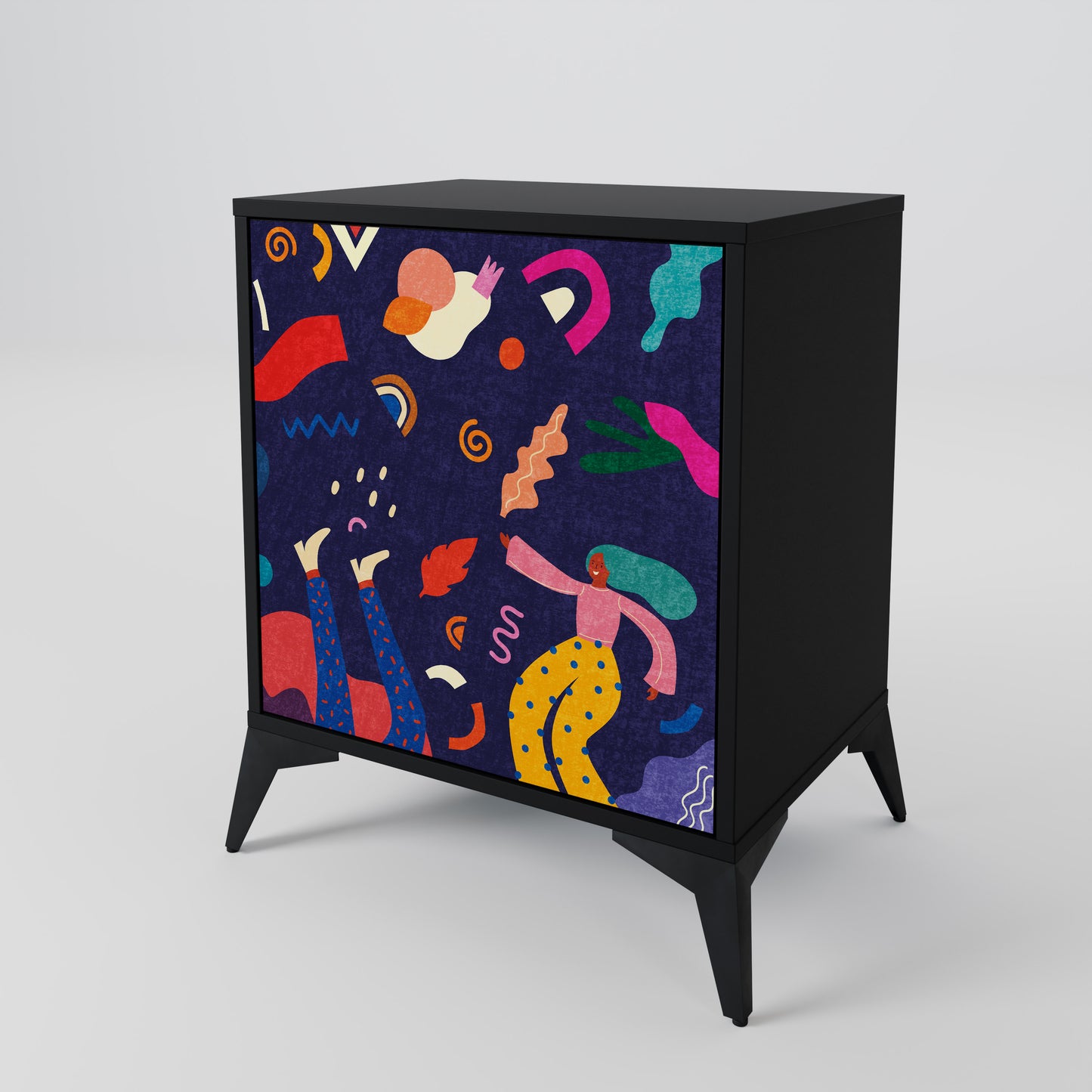 FESTIVE PLEASURES 1-Door Sideboard in Black Finish