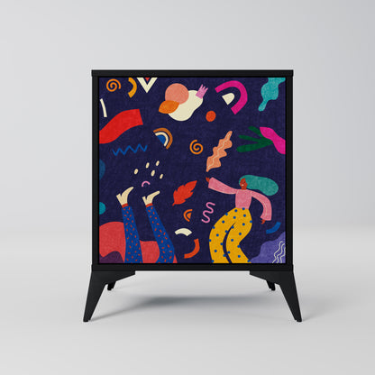 FESTIVE PLEASURES 1-Door Sideboard in Black Finish