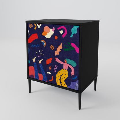 FESTIVE PLEASURES 1-Door Sideboard in Black Finish