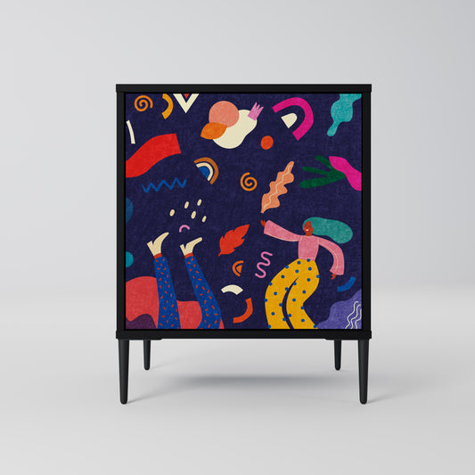 FESTIVE PLEASURES 1-Door Sideboard in Black Finish