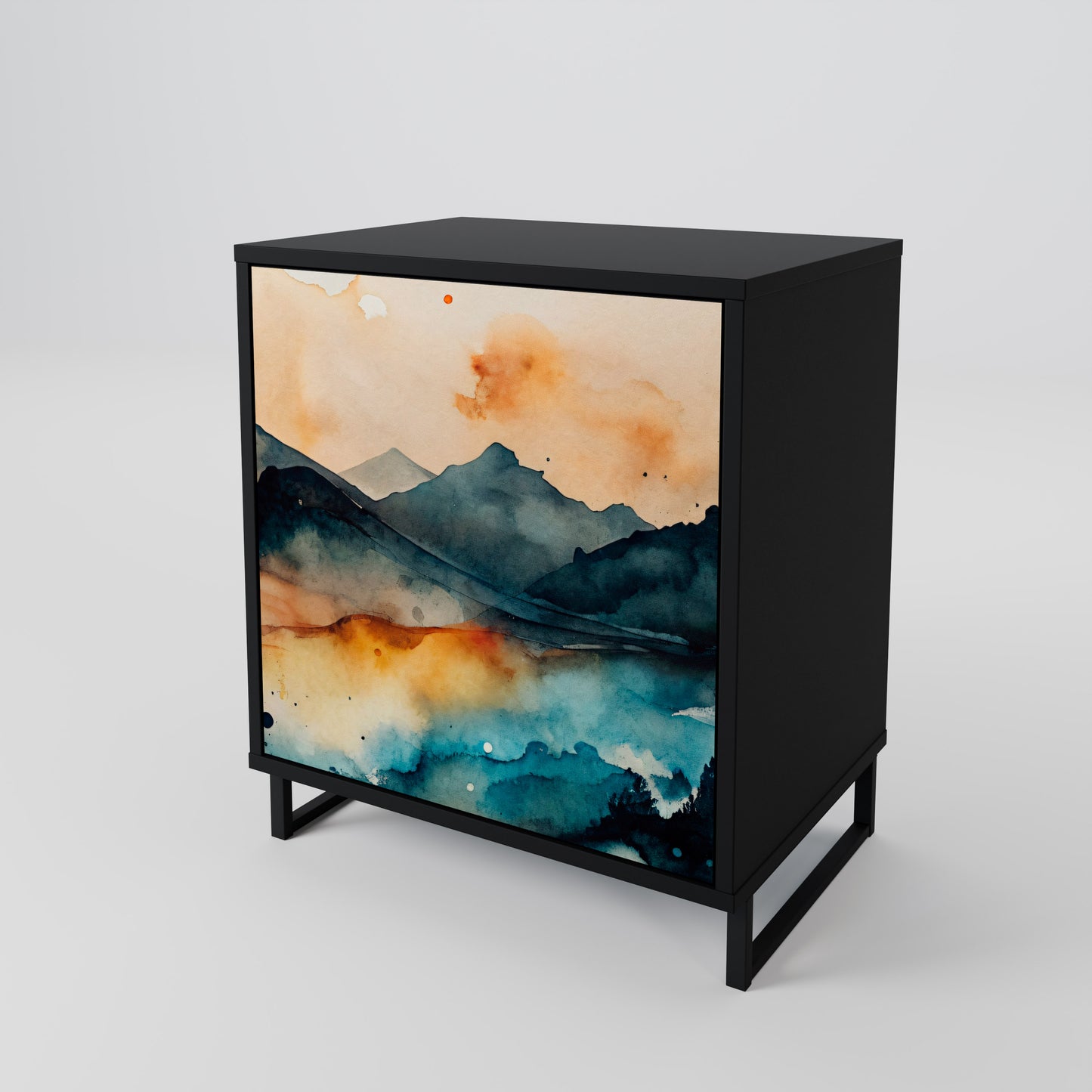 OMINOUS MOUNTAINS 1-Door Sideboard in Black Finish