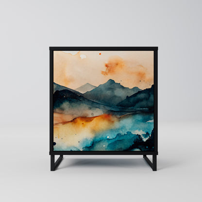 OMINOUS MOUNTAINS 1-Door Sideboard in Black Finish