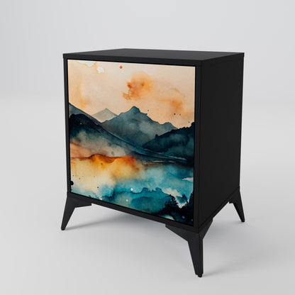 OMINOUS MOUNTAINS 1-Door Sideboard in Black Finish