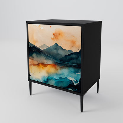 OMINOUS MOUNTAINS 1-Door Sideboard in Black Finish