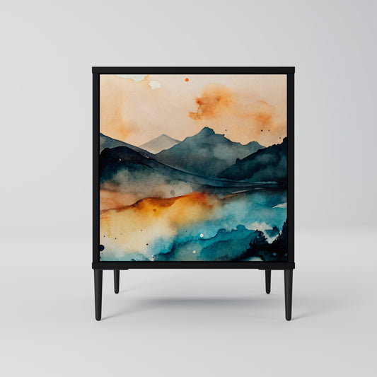 OMINOUS MOUNTAINS 1-Door Sideboard in Black Finish