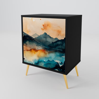 OMINOUS MOUNTAINS 1-Door Sideboard in Black Finish