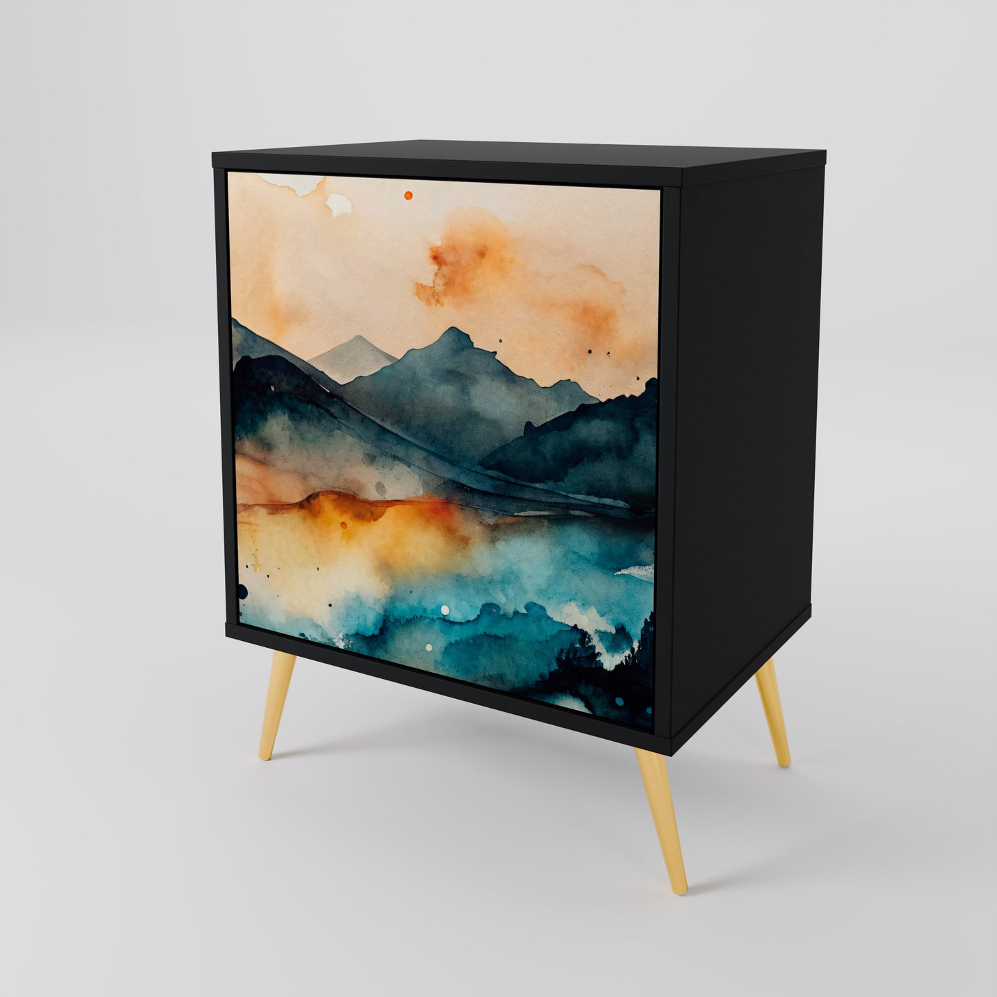 OMINOUS MOUNTAINS 1-Door Sideboard in Black Finish