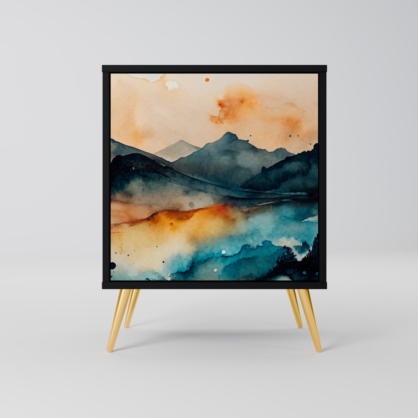 OMINOUS MOUNTAINS 1-Door Sideboard in Black Finish