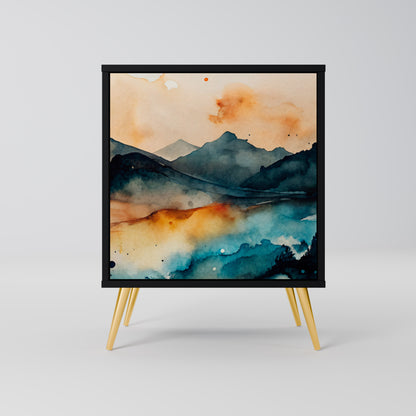 OMINOUS MOUNTAINS 1-Door Sideboard in Black Finish