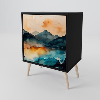 OMINOUS MOUNTAINS 1-Door Sideboard in Black Finish