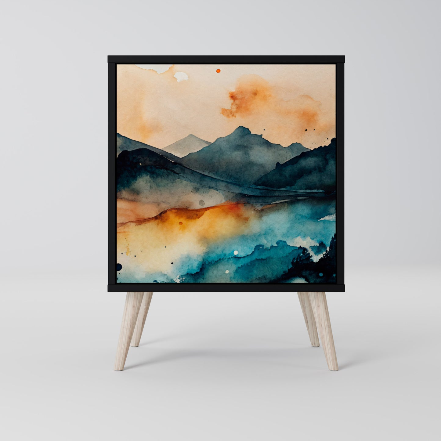 OMINOUS MOUNTAINS 1-Door Sideboard in Black Finish