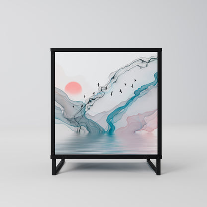 Credenza VELVET CROSSING a 1 anta con finitura nera