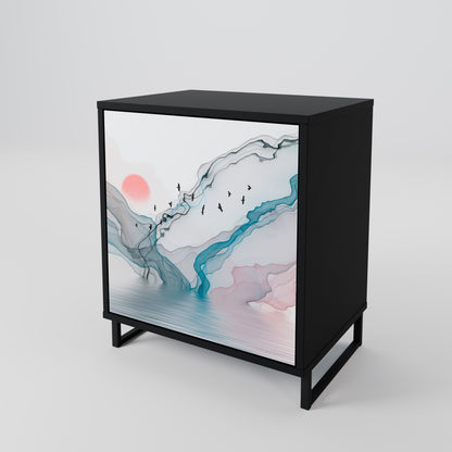 Credenza VELVET CROSSING a 1 anta con finitura nera