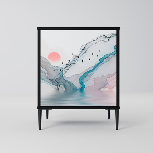 Credenza VELVET CROSSING a 1 anta con finitura nera