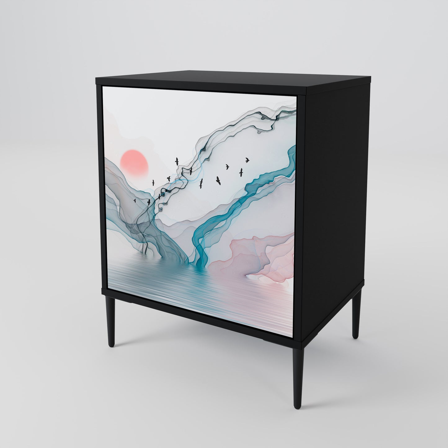 Credenza VELVET CROSSING a 1 anta con finitura nera