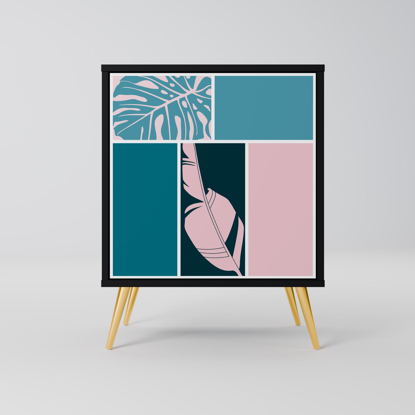 COMBINAZIONE DI FORME Credenza a 1 anta in finitura nera