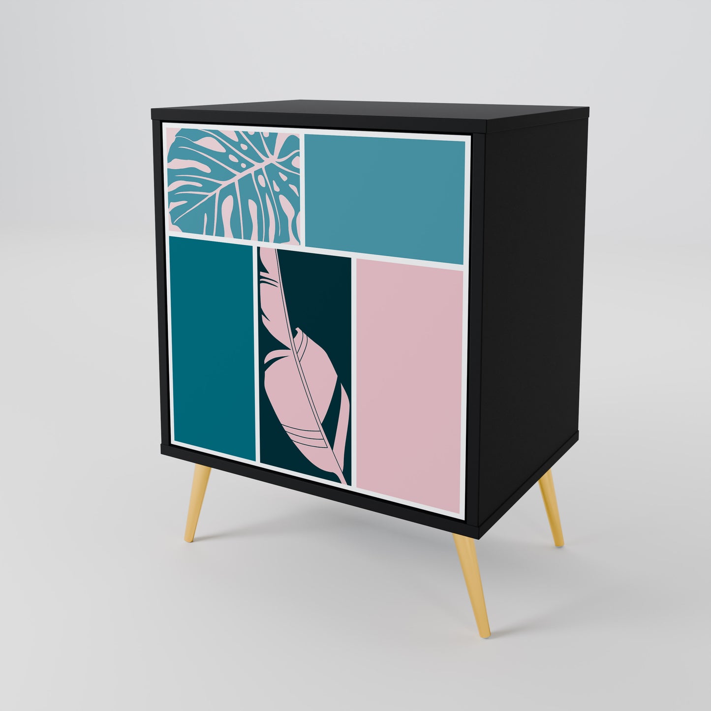 COMBINAZIONE DI FORME Credenza a 1 anta in finitura nera