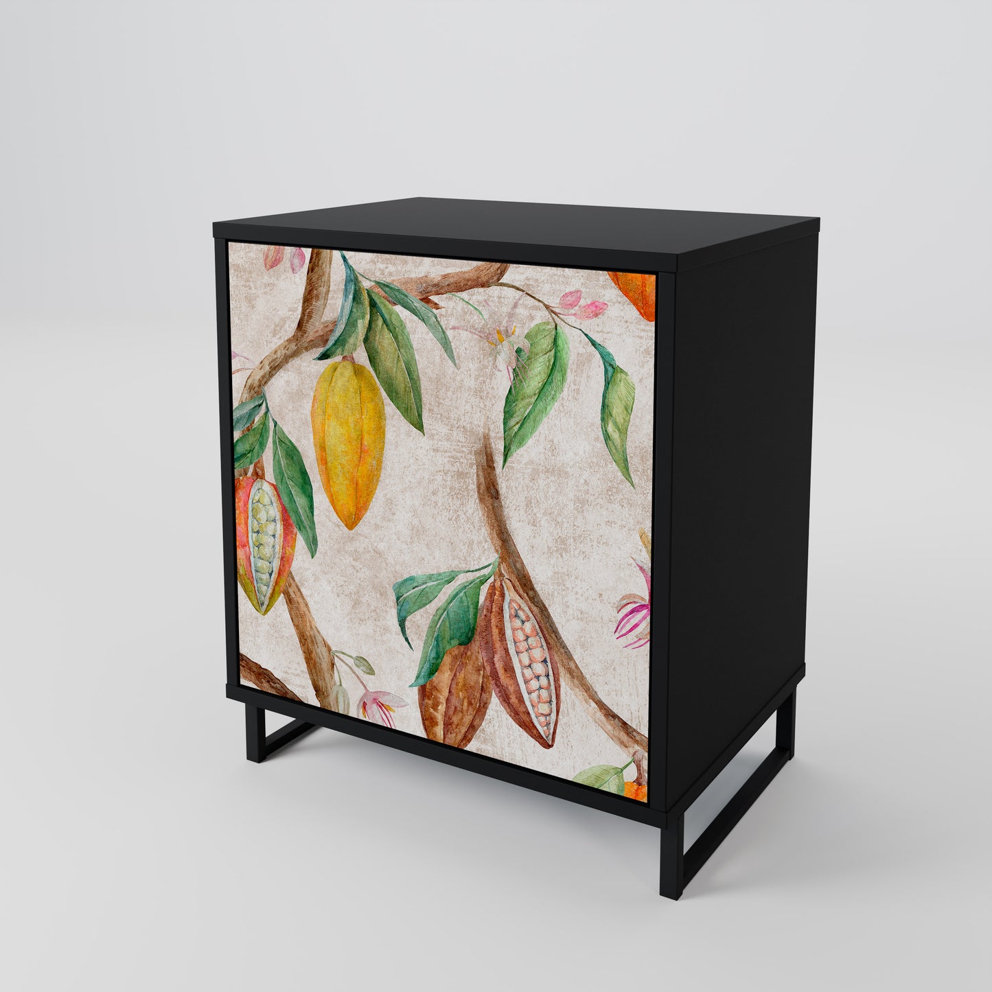 Credenza COCOA FRUITS a 1 anta con finitura nera