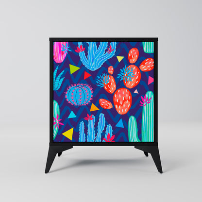 CACTUS VIBES 1-Door Sideboard in Black Finish