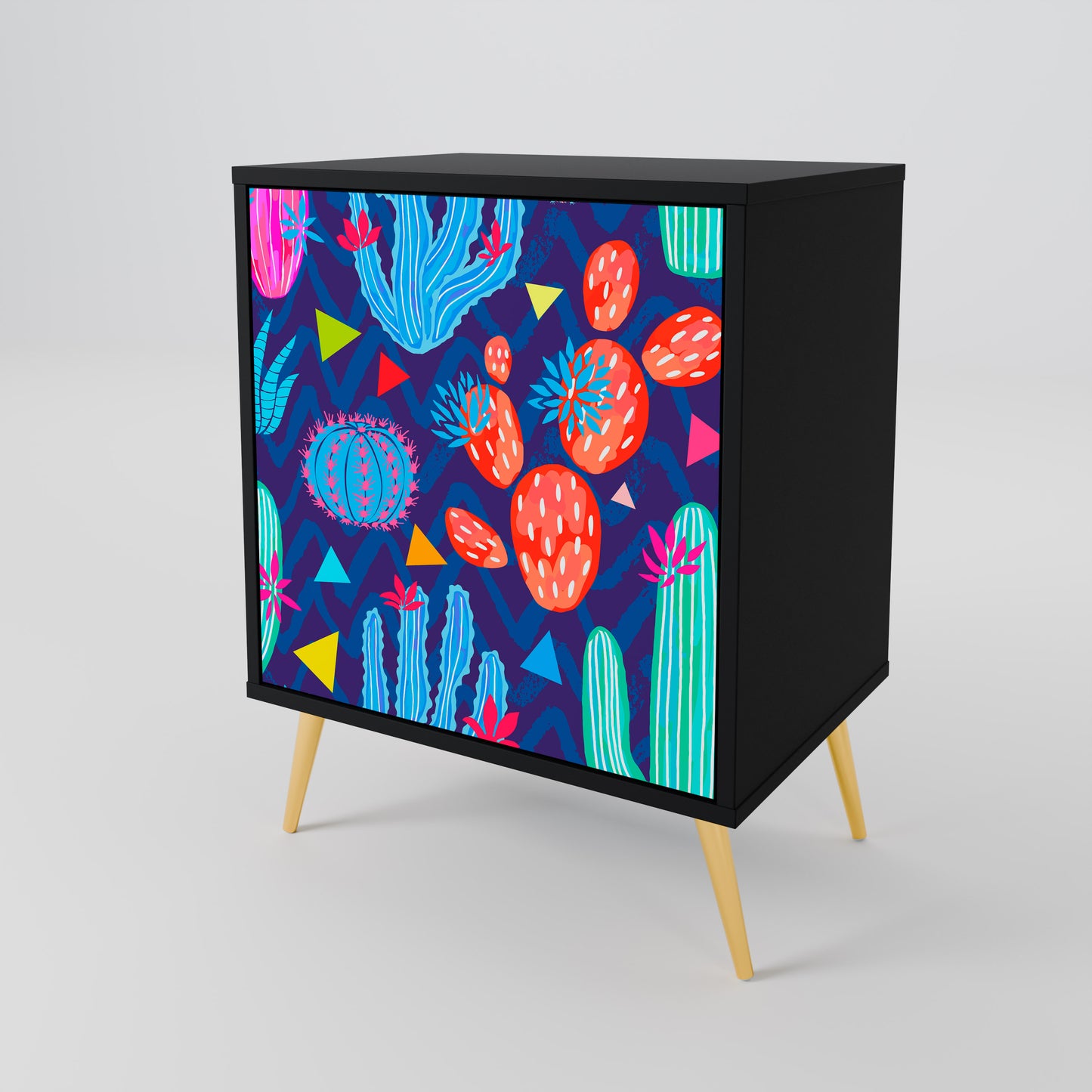 CACTUS VIBES 1-Door Sideboard in Black Finish