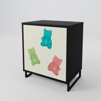 Credenza GUMMY BEARS a 1 anta con finitura nera