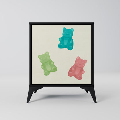 Credenza GUMMY BEARS a 1 anta con finitura nera