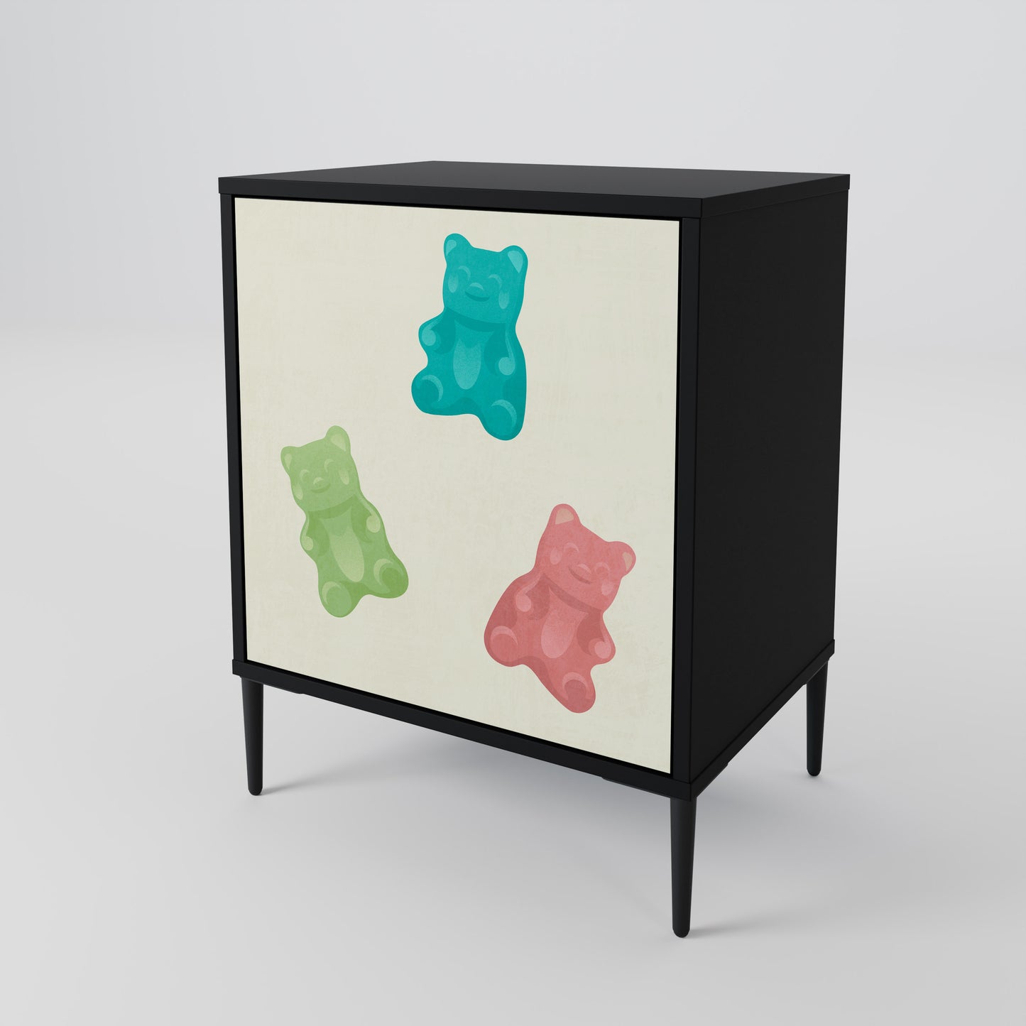Credenza GUMMY BEARS a 1 anta con finitura nera