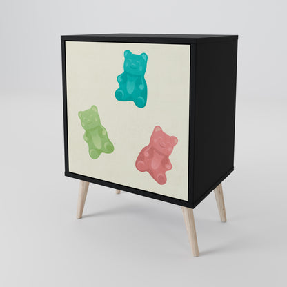 Credenza GUMMY BEARS a 1 anta con finitura nera