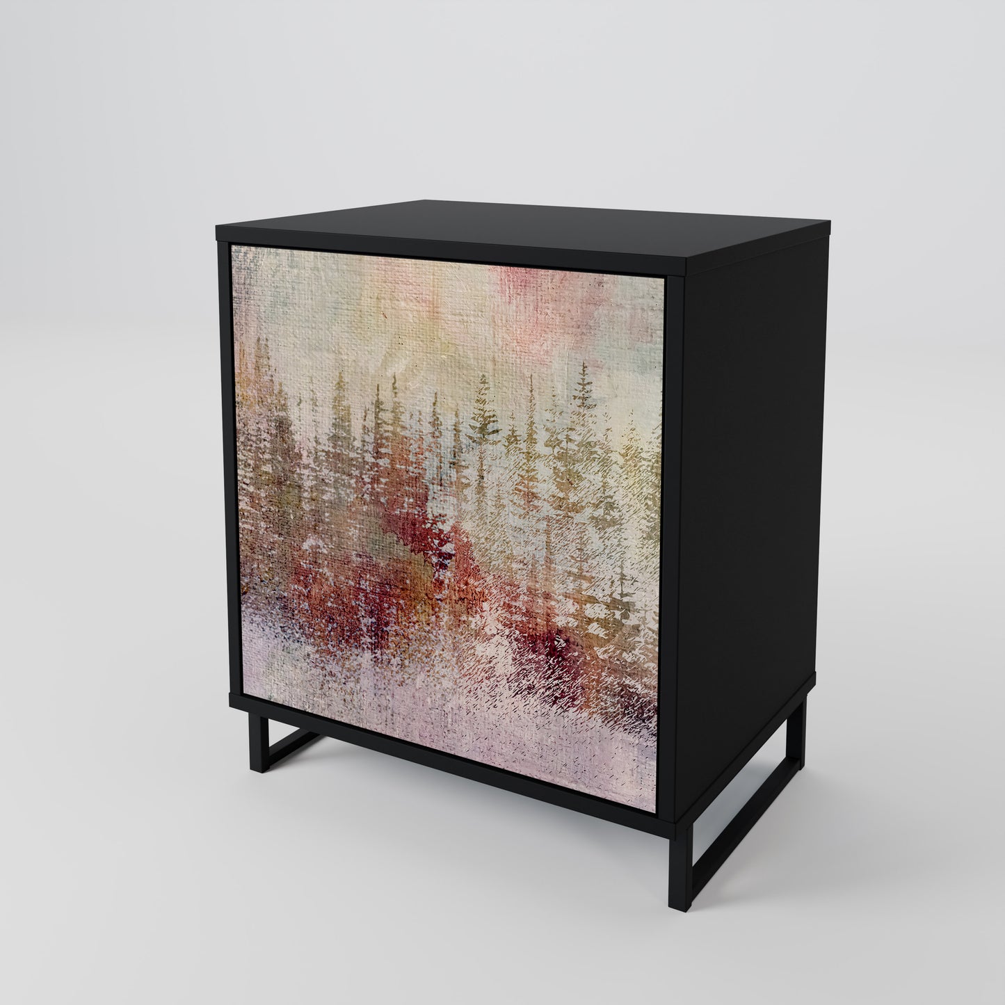 VEILED SUMMIT 1-Door Sideboard in Black Finish