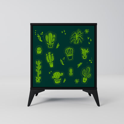 Credenza DESERT GREEN a 1 anta con finitura nera