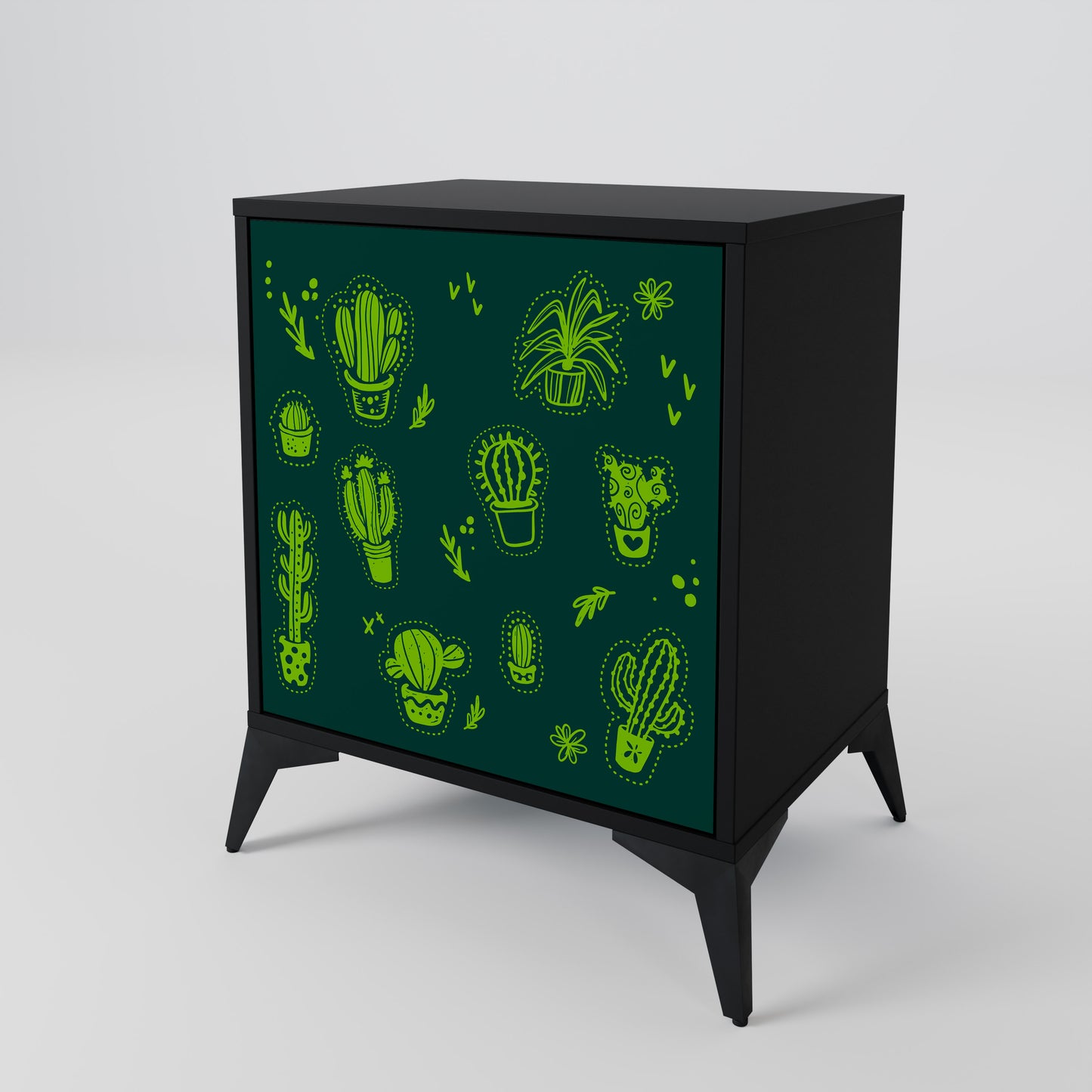 Credenza DESERT GREEN a 1 anta con finitura nera