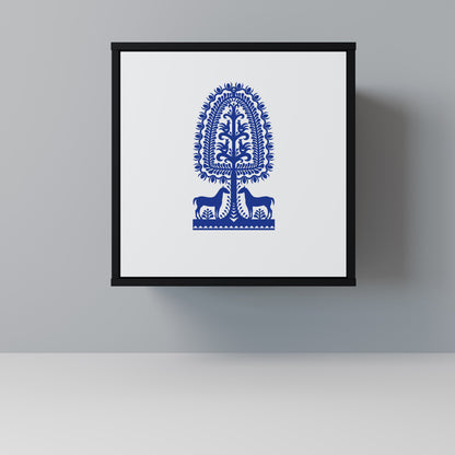 POLISH FOLK ART 1-Door Sideboard in Black Finish