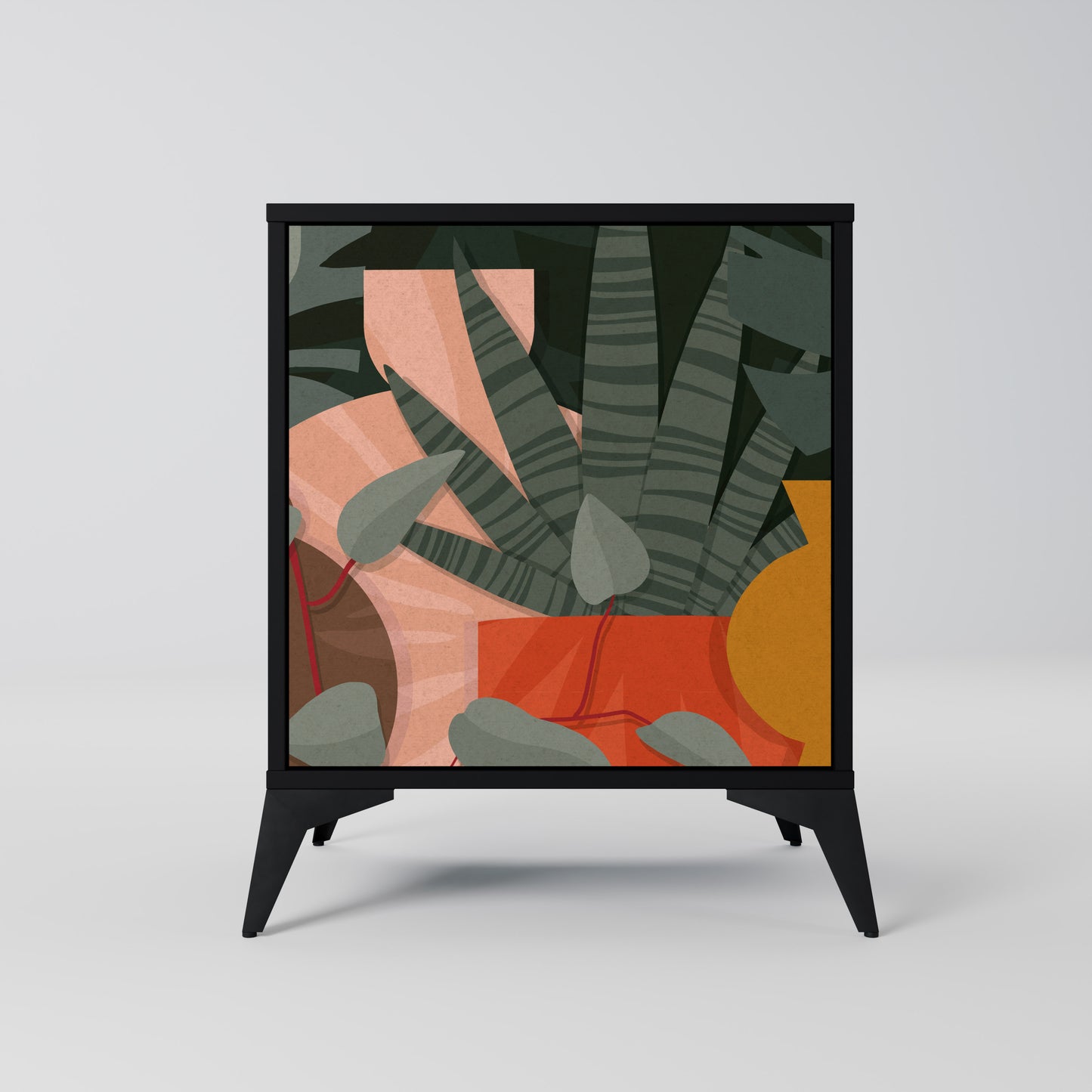 Credenza TROPICAL COMPOSITION a 1 anta in finitura nera