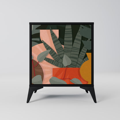 Credenza TROPICAL COMPOSITION a 1 anta in finitura nera