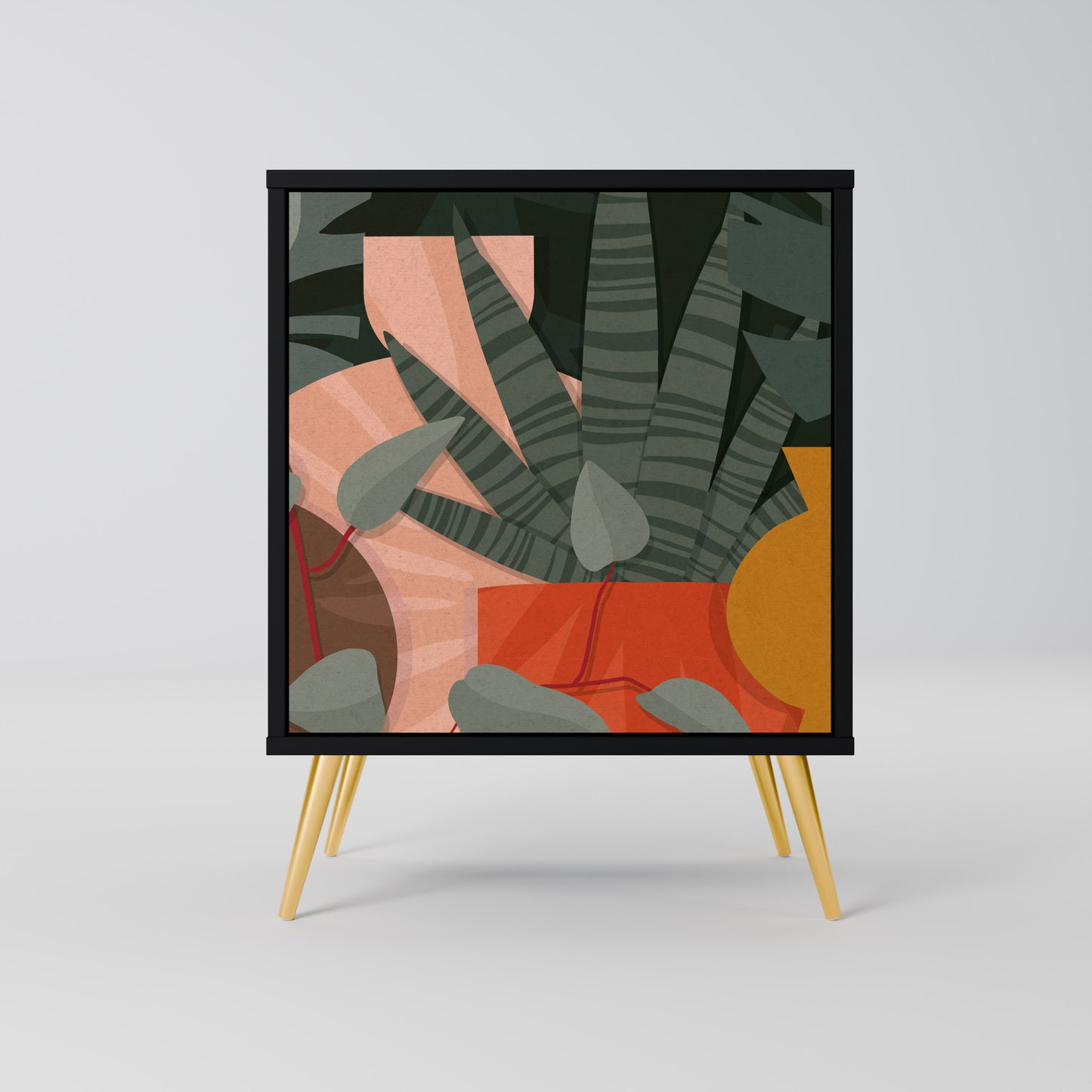 Credenza TROPICAL COMPOSITION a 1 anta in finitura nera