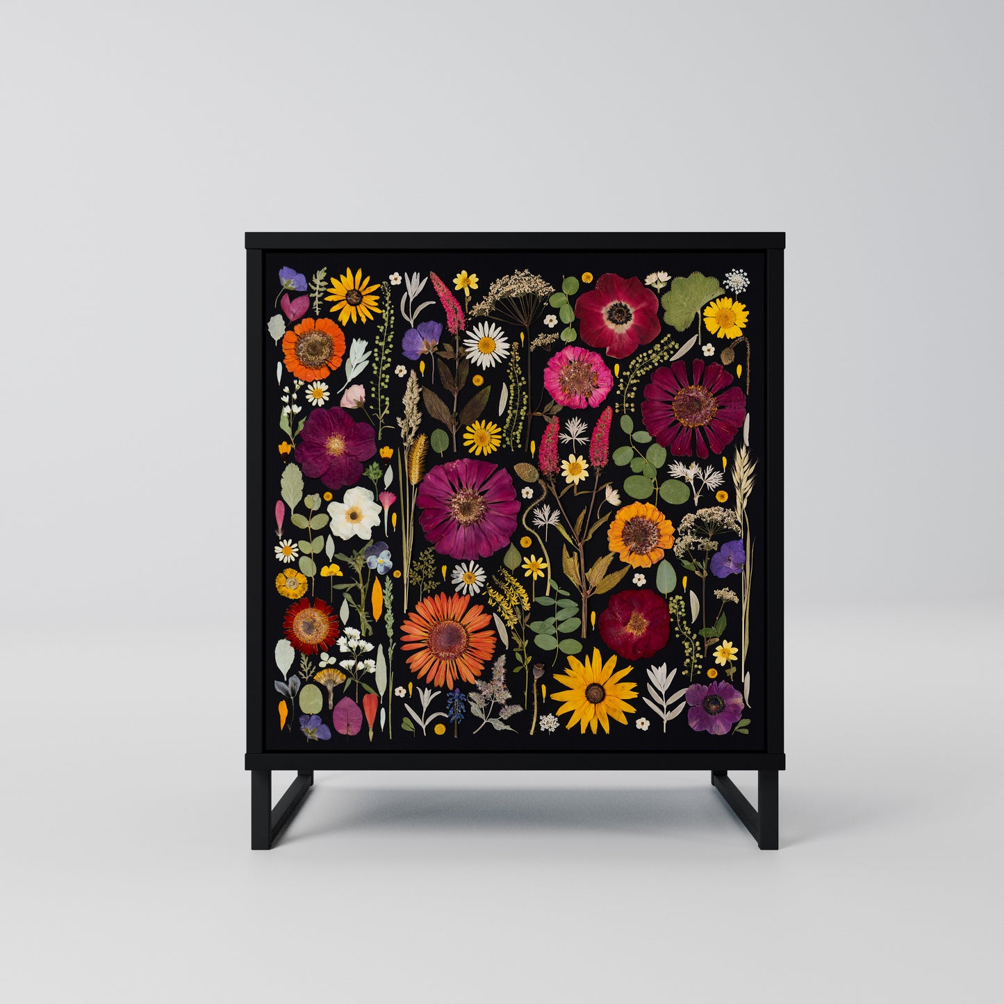 MIDNIGHT GARDEN Madia a 1 Anta in Finitura Nera