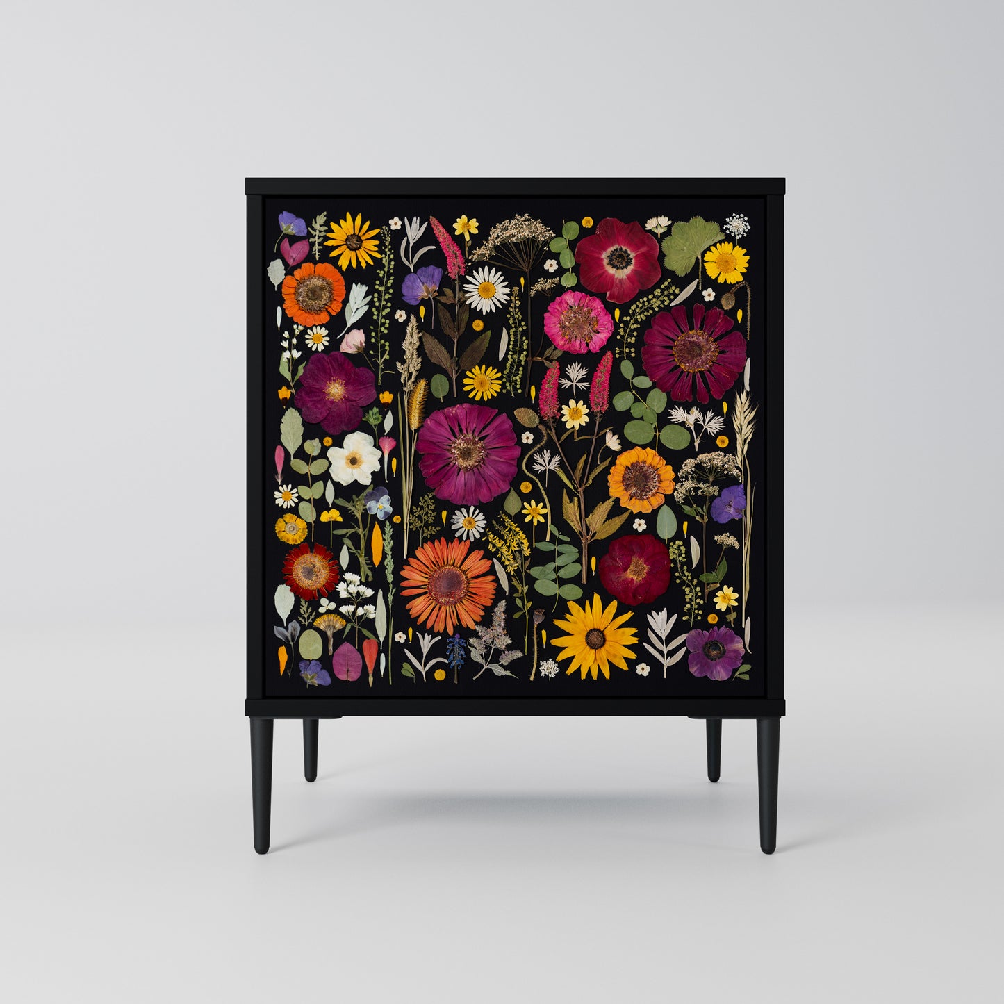 MIDNIGHT GARDEN Madia a 1 Anta in Finitura Nera