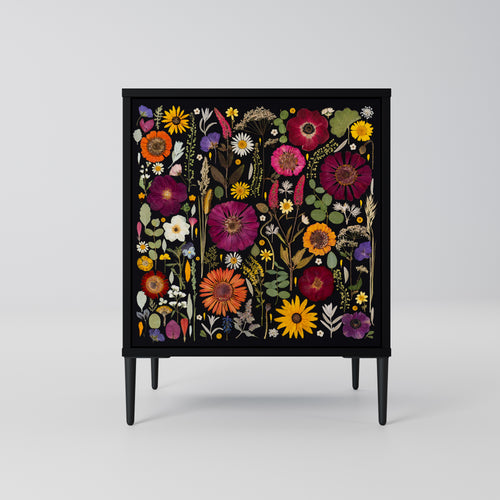 MIDNIGHT GARDEN Madia a 1 Anta in Finitura Nera